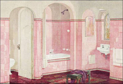 1920年代欧洲的浴室设计。