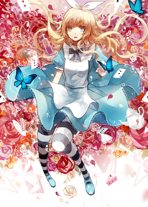 【侵删】ALICE | 萃 _id=49821546 #pixiv#爱丽丝梦游仙境#童话#暖色调#蝴蝶#