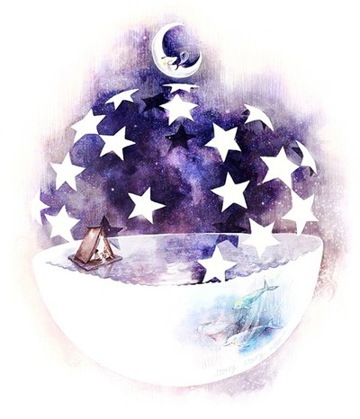 唯美星空插画图片