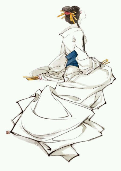 古风插画，浅吟