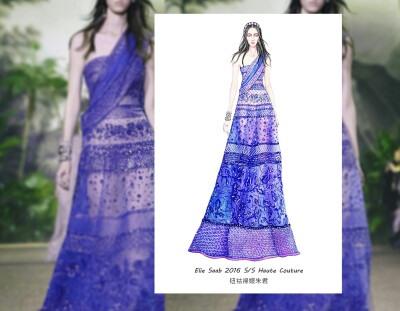 水彩手绘2016春夏高定时装周仙裙@钮祜禄嬛朱君
