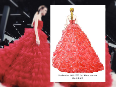 水彩手绘2016春夏高定时装周仙裙@钮祜禄嬛朱君