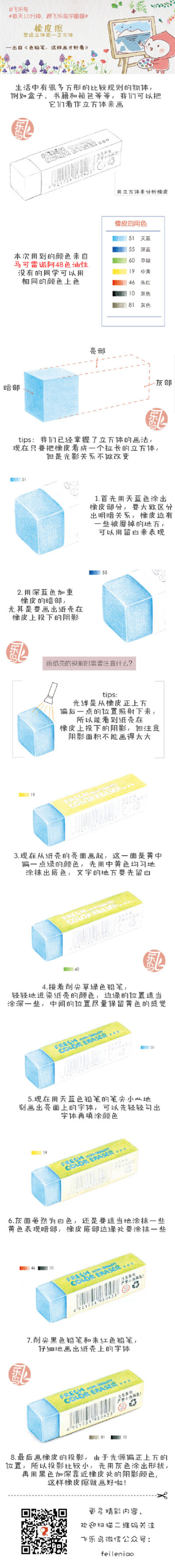 每天10分钟,跟飞乐鸟学画画-橡皮擦.做手账素材也不错哦.出自-飞乐鸟.