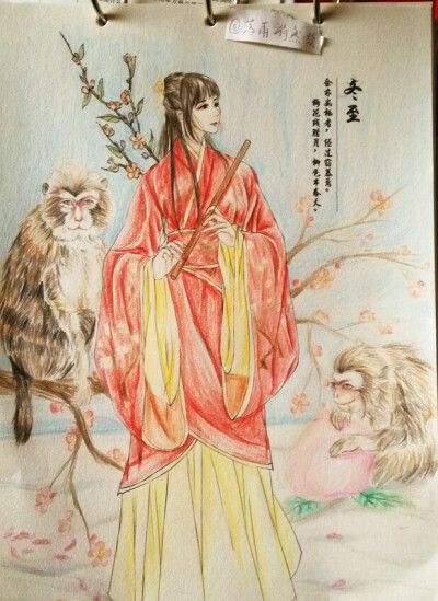 汉服 涂色 填色 秘密花园 春节 新春 贺年