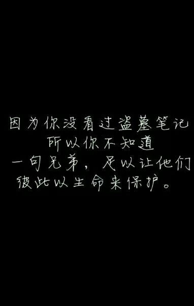 盗墓笔记#文字#因为你不看盗墓笔记，所以你不知道，一句兄弟，足以让他们彼此用生命来保护