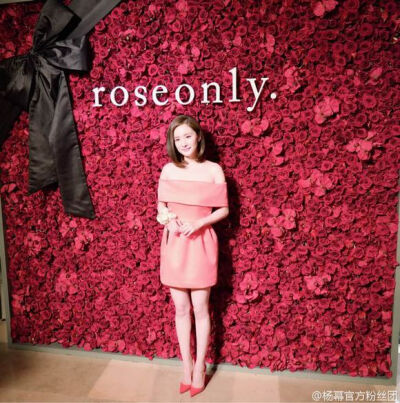 杨幂 上海roseonly活动 RoseOnly，OnlyBeauty一袭粉裙好美！花美人更美！