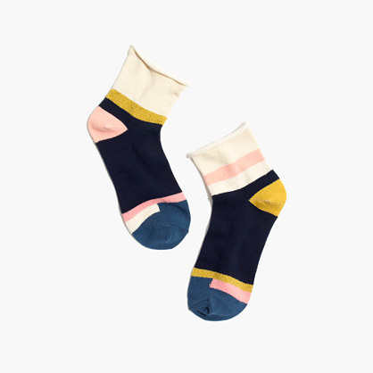 Mismatch Bouclé Colorblock Ankle Socks