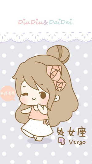 萌萌哒星座图手机背景图卡通  处女座