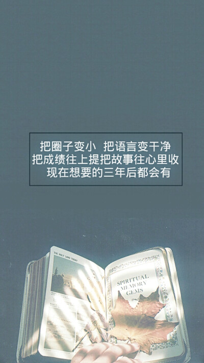 把圈子变小 把语言变干净 把成绩提上去把故事往心里收 想要的三年后会有。【励志 正能量 壁纸 文字 青春】by清茶半打