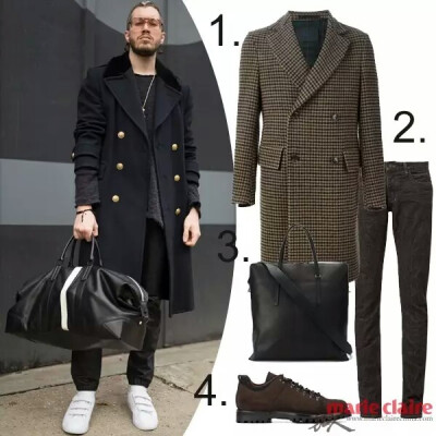 1. 大衣：MP MASSIMO PIOMBO $816.28
2. 牛仔裤：RICK OWENS DRKSHDW $501.39
3. 手提包：RICK OWENS $2,026.53
4. 鞋子：CAR SHOE $212.80