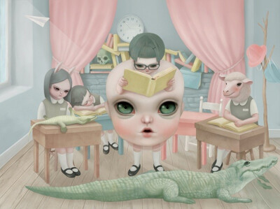 Hsiao Ron Cheng（郑晓嵘），1986年出生在台湾的插画艺术家。她的作品灰色温柔，充满着怪诞的想法，画面用色轻柔，透出淡淡的忧郁