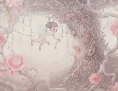 Hsiao Ron Cheng（郑晓嵘），1986年出生在台湾的插画艺术家。她的作品灰色温柔，充满着怪诞的想法，画面用色轻柔，透出淡淡的忧郁