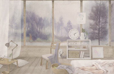 Hsiao Ron Cheng（郑晓嵘），1986年出生在台湾的插画艺术家。她的作品灰色温柔，充满着怪诞的想法，画面用色轻柔，透出淡淡的忧郁