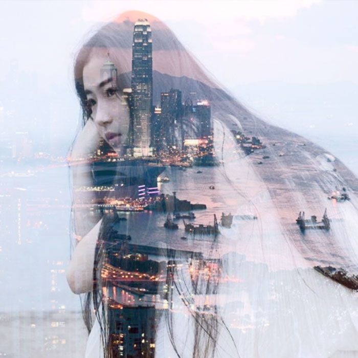 双重曝光头像合成葡萄桉