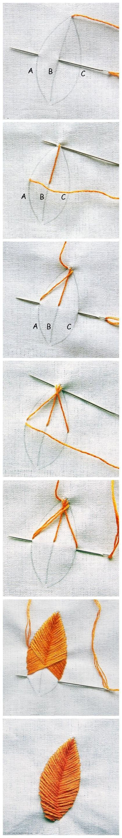 How to embroider leaves