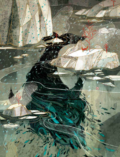 【 福布斯艺术榜—倪传婧 】来自中国香港的插画家Victo Ngai，原名Ngai Chuen Ching。其作品色彩与线条的应用极具个人风格，画面内容非常虚幻，就像是梦中的世界，是那样的扭曲，夸张与不可思议 ， 她是登上2014年福…