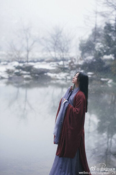 风景 美人 古风 冬季的美景