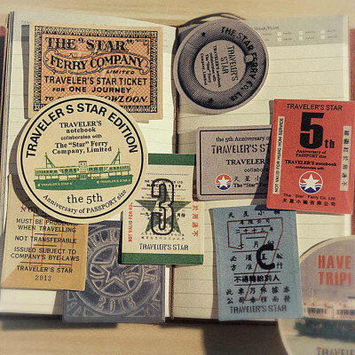 复古旅行纸质邮票贴 笔记本装饰贴 天星小轮五周年贴纸 11枚
