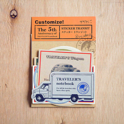 MIDORI TRAVELER'S notebook5 复古旅行邮票贴纸 D款 8 枚
