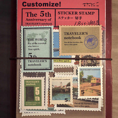 MIDORI TRAVELER'S notebook5 复古旅行邮票贴纸 一套4张18枚