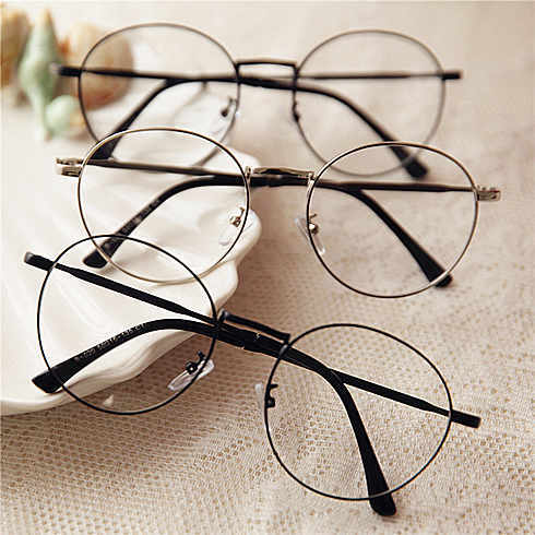 复古时尚全金属框架圆形潮人眼镜流线型镜架女士平光镜