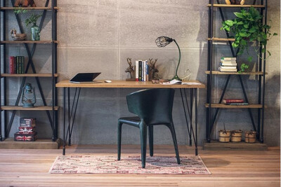 出口法式美式乡村工业loft风格简约实木橡木铁艺餐桌书桌