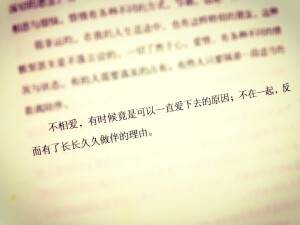 不相爱，有时候竟是可以一直爱下去的原因；不在一起，反而有了长长久久作伴的理由。