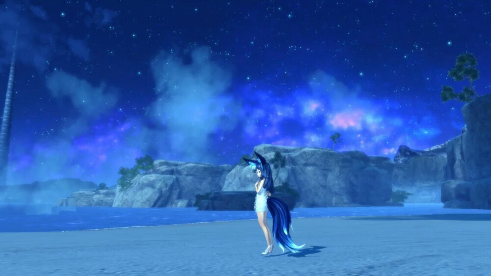 剑灵 灵女 海边 夜幕 花仙子