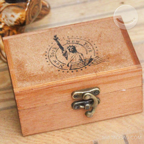 精品意点 48 zakka 麦和 游记大号木质收纳盒 复古图案首饰盒