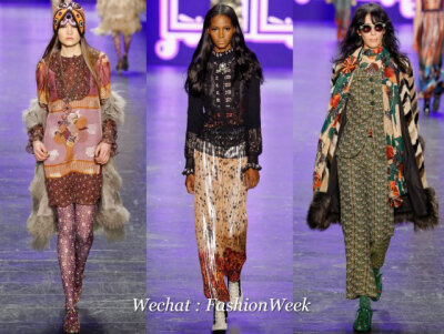 Michael Kors 2016 秋冬系列
有精灵梦的 Anna Sui 今年玩了一把异域的图腾文化，浓重民族风的色彩和异域图案的混杂呈现出别样的梦幻效果，当然西域的公主都是用羽毛装饰的！