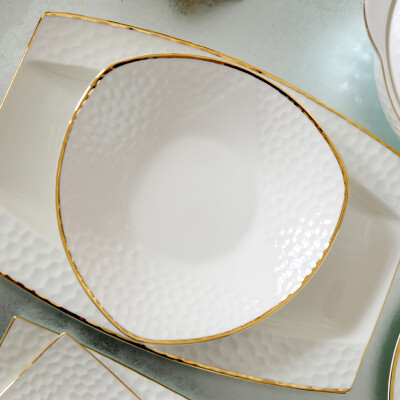 泊杜骨瓷餐具9英寸陶瓷骨瓷三角碗 甜品沙拉碗