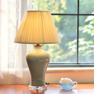 美锦居新混搭美式乡村冰裂青瓷中式梅瓶玉琉璃台灯