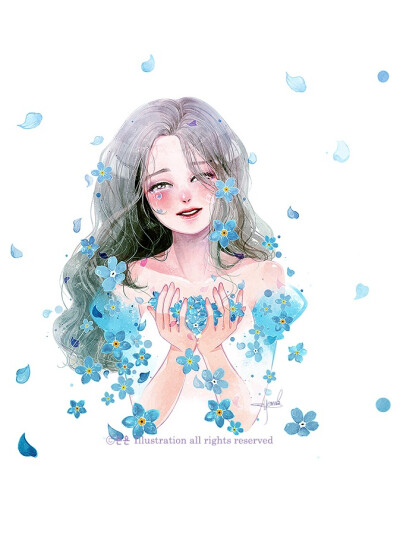 少女 花 ~ 画师Y_Yeon插画作品