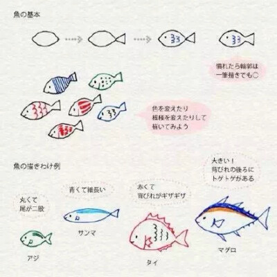 鱼啊 日本手绘简笔画