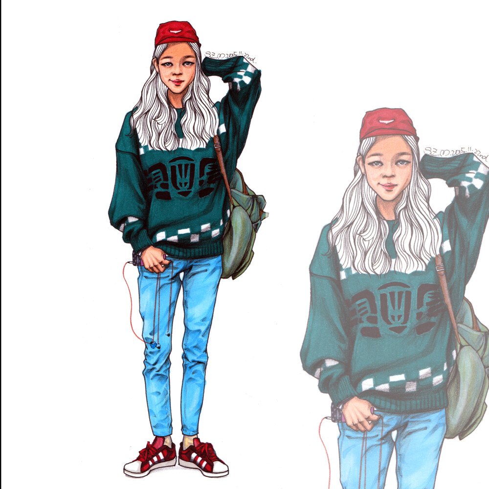 ＃fashion illustration# #fashion drawing# #fashion street style#
来源，韩国街拍网站 solsolstreet