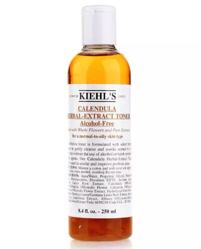 Kiehl's 科颜氏金盏花爽肤水 被推烂的科颜氏主打爽肤水，已用第二瓶，油性肌痘痘肌的大爱啊！控油效果很好，貌似还有淡化痘印的效果……能温和清洁和舒缓油性肌混合肌，会回购