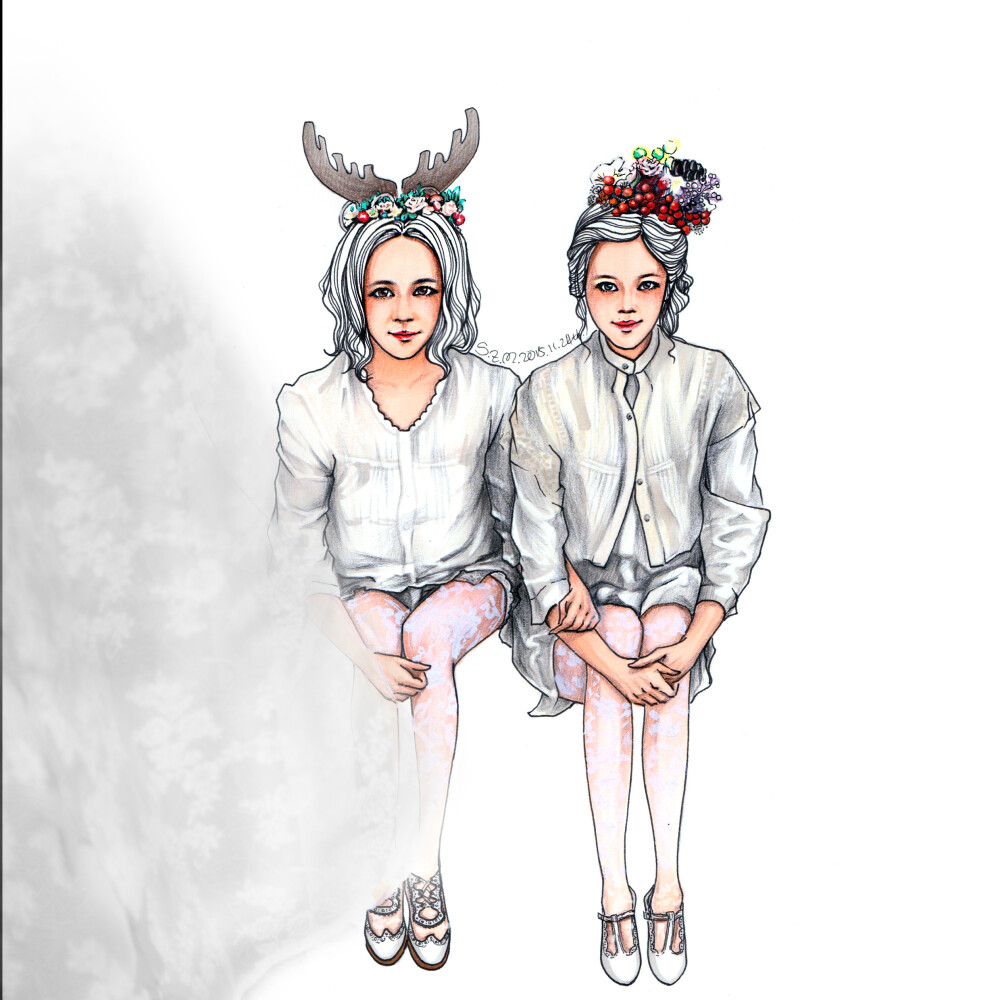 #fashion drawing# #fashion illustration# #森女＃ ＃闺蜜＃ ＃girls＃
two of friends, beautiful^^