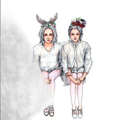 #fashion drawing# #fashion illustration# #森女＃ ＃闺蜜＃ ＃girls＃
two of friends, beautiful^^