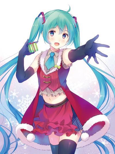 【id=53479519 画师：のん 标题：MIKU-Pack16】VOCALOID，V家，初音未来，miku，圣诞，少女，P站，插画，京阿尼画风