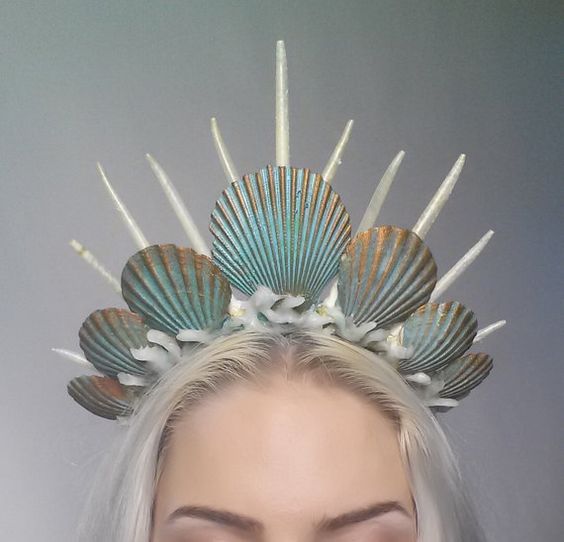 mermaid crown tiara headdress turquoise by Fairytas on Etsy