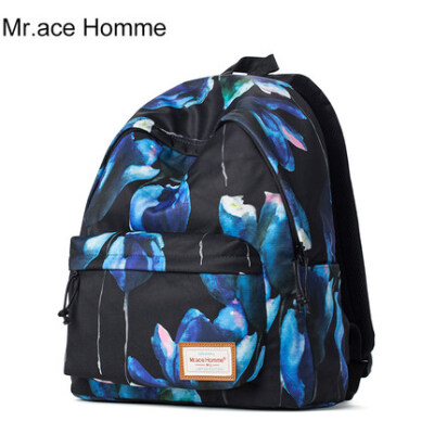 Mr.ace Homme双肩包中学生书包女韩版印花电脑背包学院风背包男潮