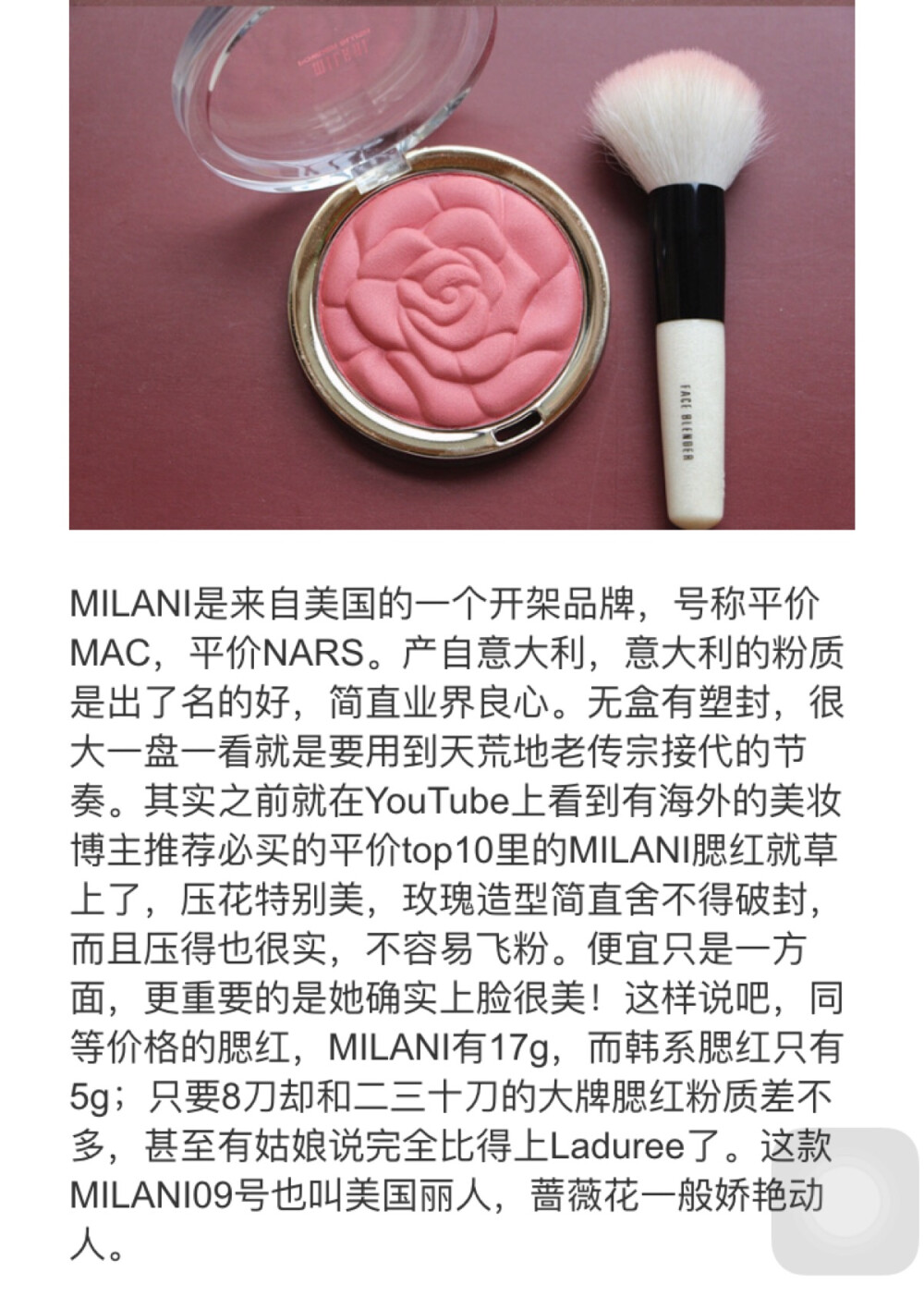 MILANI 号称平价MAC 平价NARS 腮红 安利