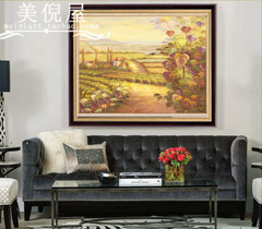 美倪屋 纯手绘田园风光葡萄园油画 餐厅玄关装饰画 客厅挂画包邮