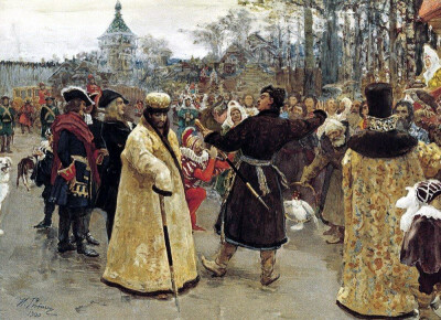 Arrival of the kings of John and Peters on Cemenivskiy funny court accompanied by his suite. 1900