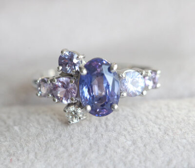 Blue Sapphire Engagement Ring, Blue Sapphire Ring, Purple Sapphire Ring,
Cluster Sapphire Ring, Cluster Engagement Ring, Statement Wedding