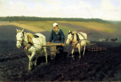 Plowman. Tolstoy in the fields. 1887