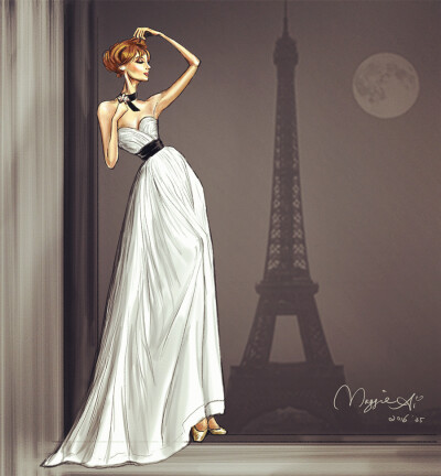 "The Classic Balmain in Paris Moonlight" by Maggie Ai
《月色巴黎下的经典巴尔曼》