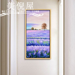 美倪屋 薰衣草花田风景纯手绘油画 玄关过道装饰画 壁炉挂画包邮