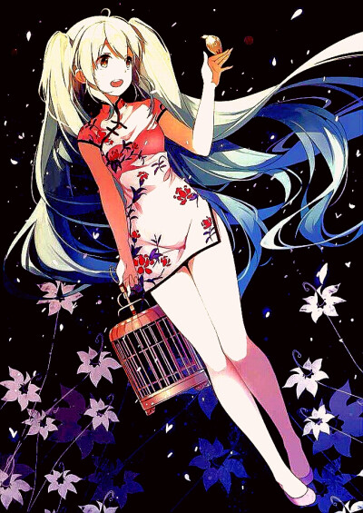 虚拟歌姬初音，著一身旗袍，是不是极其玄妙啊？后期加了一点处理，更显飘渺与梦幻