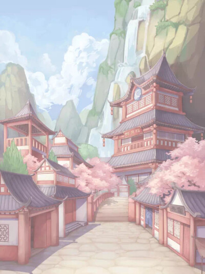 暖暖里的背景(樱花 古朴 小镇)